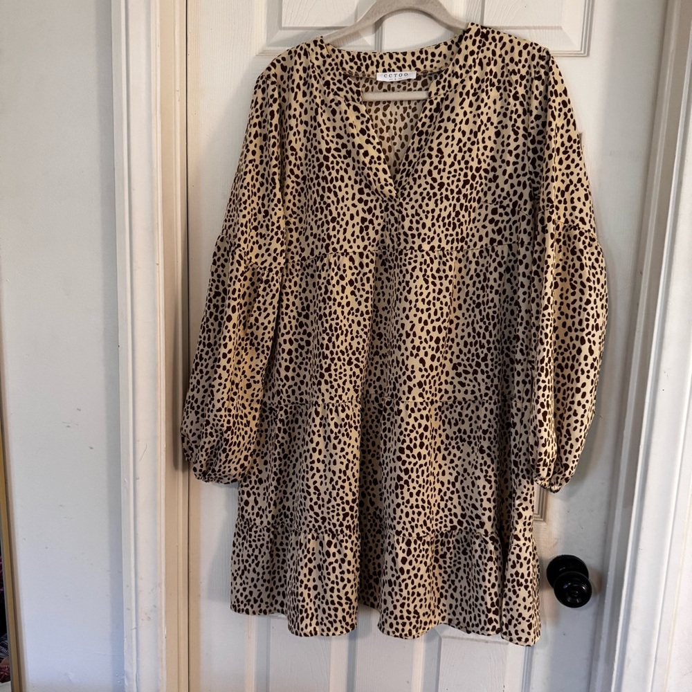 CCTOO Leopard Print Long Sleeve Dress